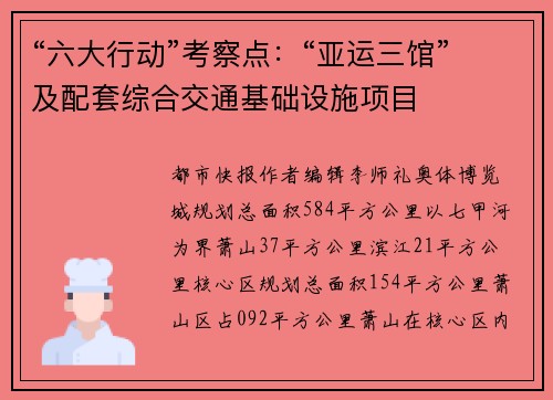 “六大行动”考察点：“亚运三馆”及配套综合交通基础设施项目